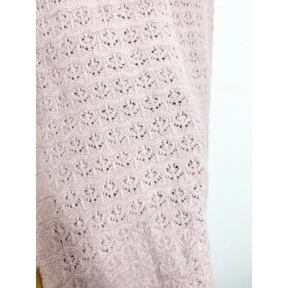 Zara Pointelle Knit Light Pink Midi Skirt Size Small Bodycon 5536/009 Girly